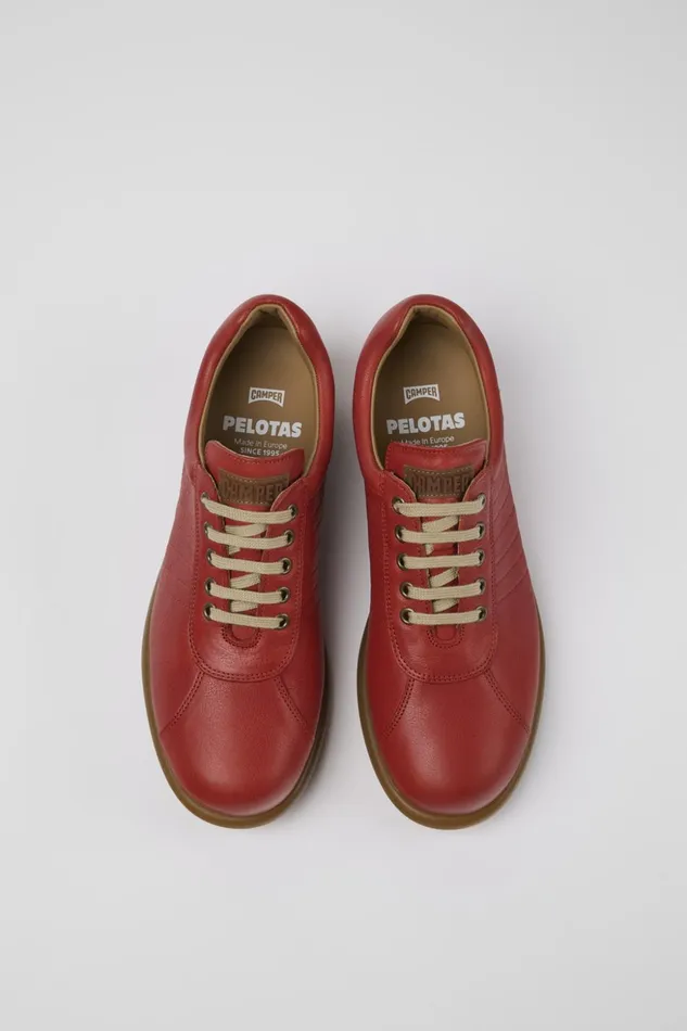 Men Pelotas Red Leather Oxford Sneaker Camper Casual Shoes
