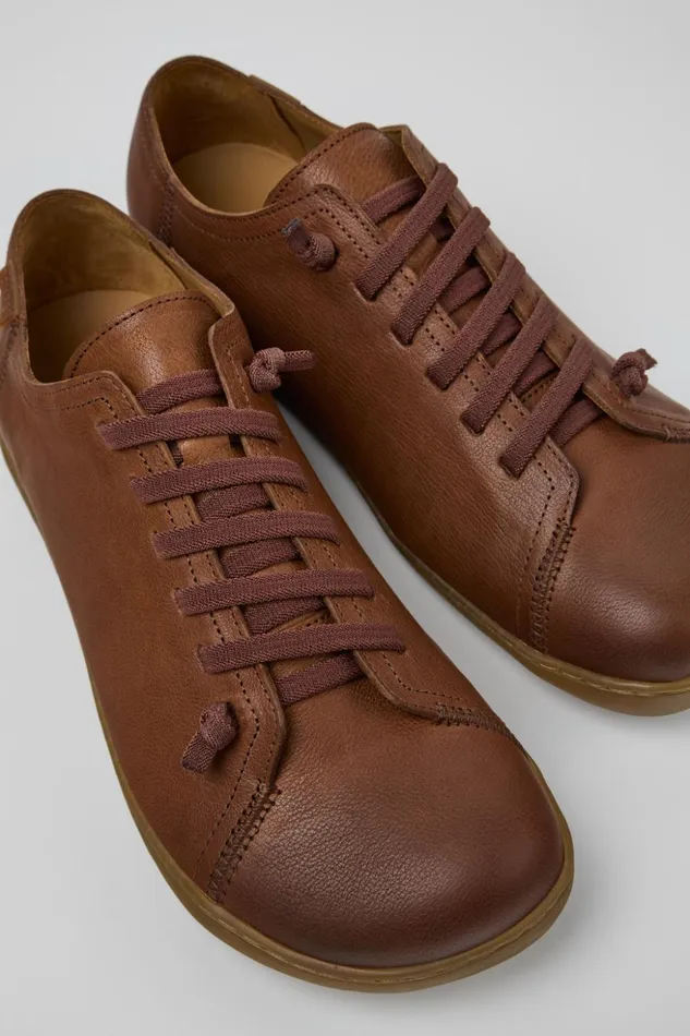 Men Peu Brown Leather Shoes Camper Casual Shoes