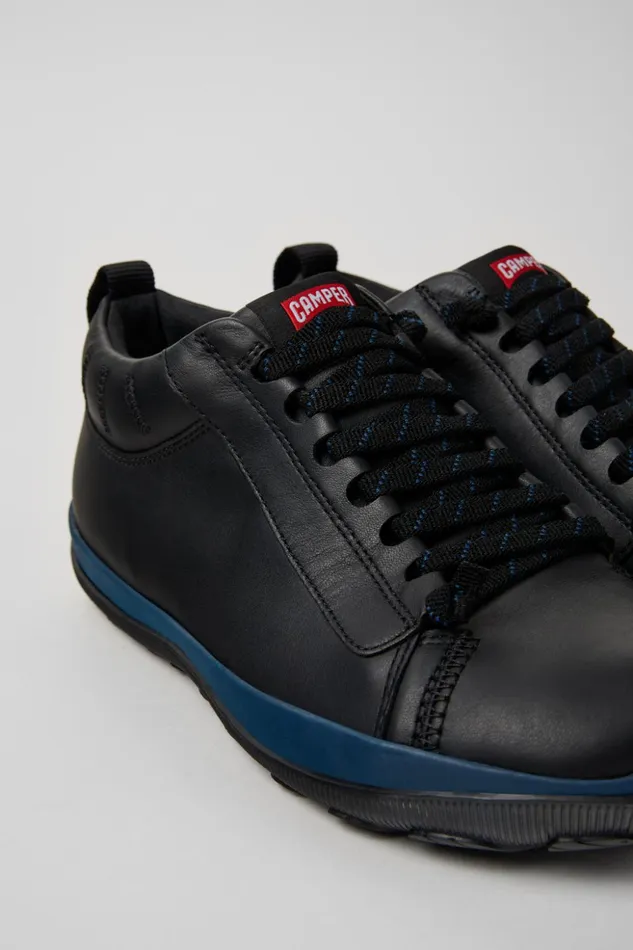 Men Peu Pista GORETEX Black Leather Shoes Camper Ankle Boots