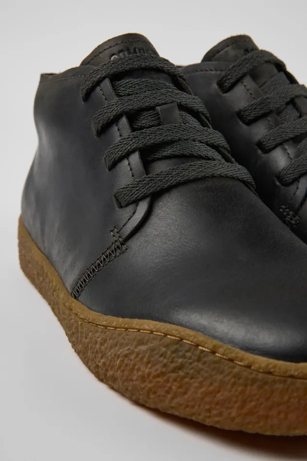 Men Peu Terreno Gray Leather Shoes Camper Ankle Boots
