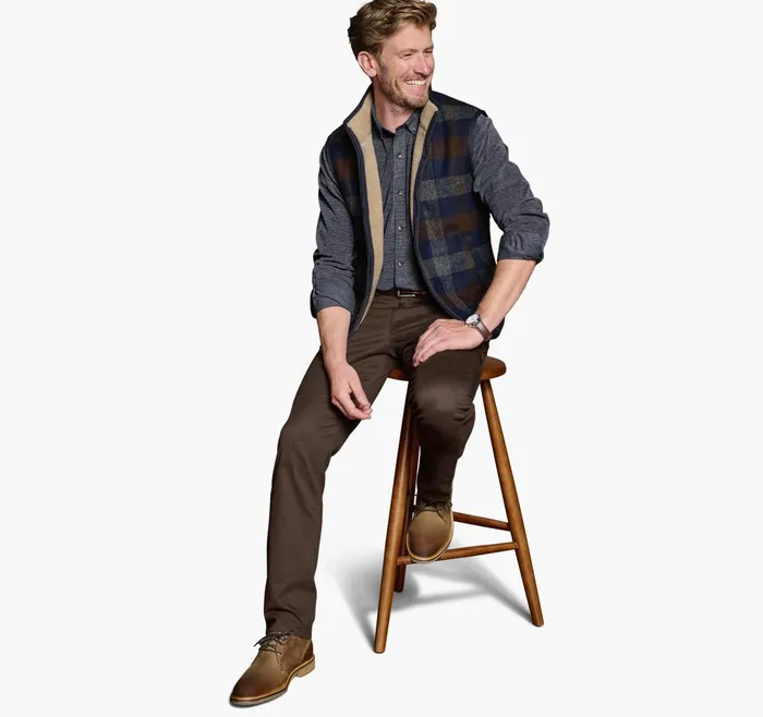 Men Plaid SherpaLined Vest Navy Multi JohnstonandMurphy Coats Jackets and Vests Men Plaid SherpaLined Vest Navy Multi JohnstonandMurphy Coats Jackets and Vests