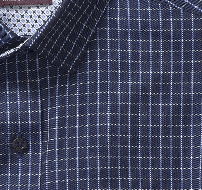 Men Premium Cotton Shirts Navy Twill Windowpane JohnstonandMurphy Shirts Men Premium Cotton Shirts Navy Twill Windowpane JohnstonandMurphy Shirts