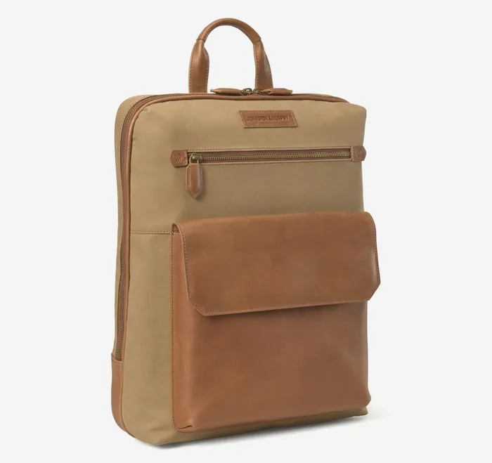 Men Rhodes Commuter Backpack Camel Antique Cottontan Full Grain JohnstonandMurphy Backpacks and Briefcases