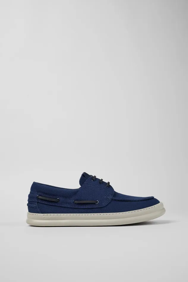 Men Runner Blue Textile Boat Shoe Camper Sneakers Men Runner Blue Textile Boat Shoe Camper Sneakers