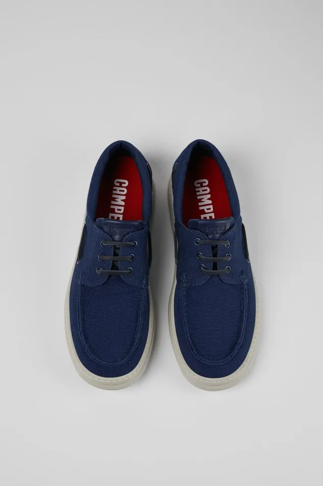 Men Runner Blue Textile Boat Shoe Camper Sneakers Men Runner Blue Textile Boat Shoe Camper Sneakers