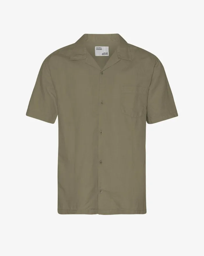 Men Shirts Colorful Standard Linen Short Sleeved Shirt Dusty Olive
