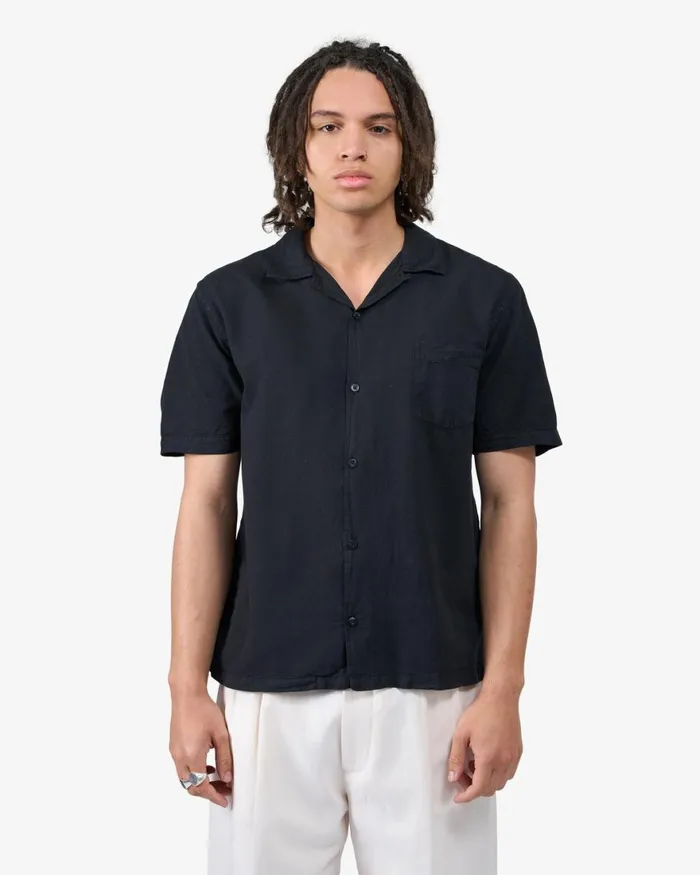 Men Shirts Colorful Standard Linen Short Sleeved Shirt Dusty Olive