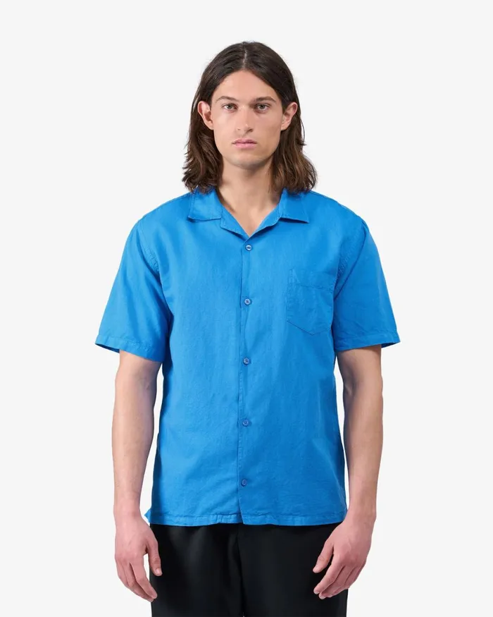 Men Shirts Colorful Standard Linen Short Sleeved Shirt Lava Grey