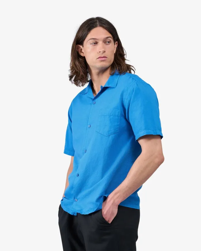 Men Shirts Colorful Standard Linen Short Sleeved Shirt Lava Grey