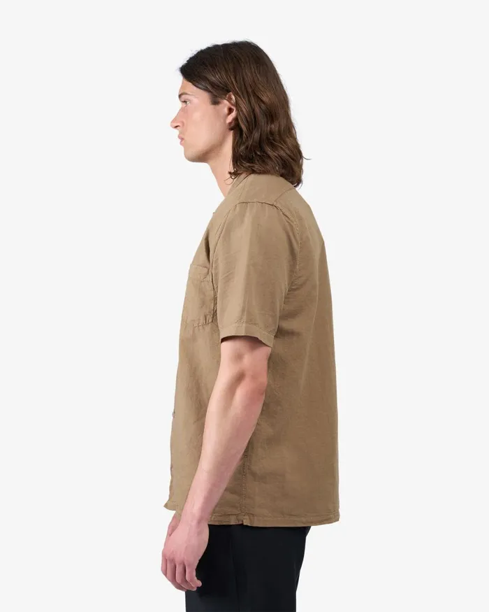 Men Shirts Colorful Standard Linen Short Sleeved Shirt Navy Blue