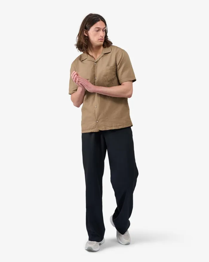 Men Shirts Colorful Standard Linen Short Sleeved Shirt Navy Blue