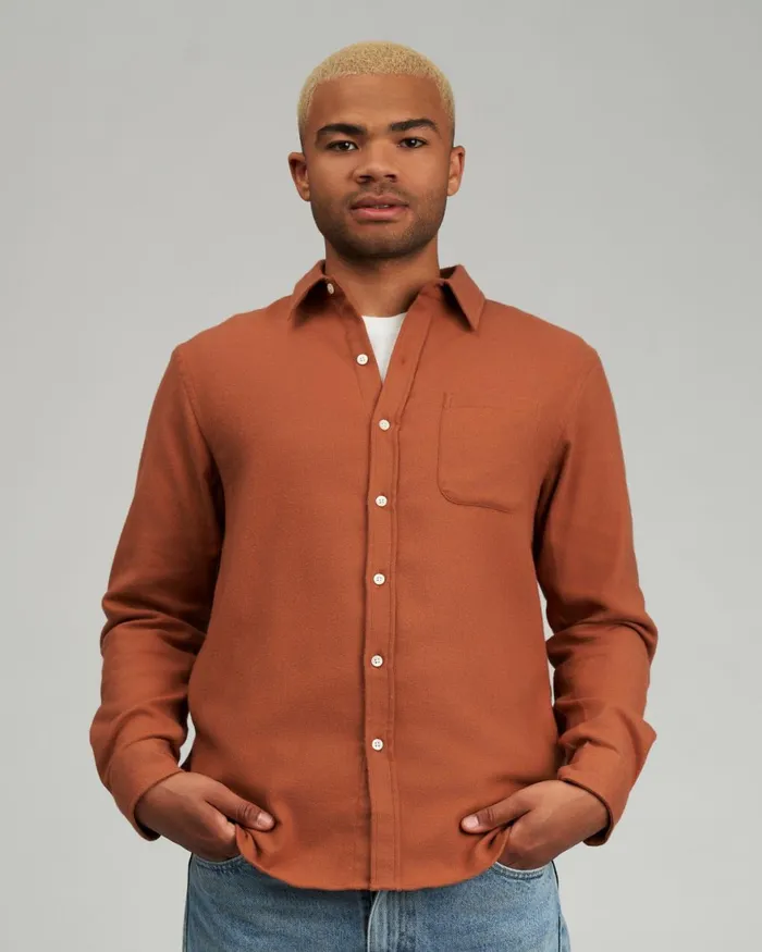 Men Shirts Colorful Standard Organic Flannel Shirt Ginger Brown