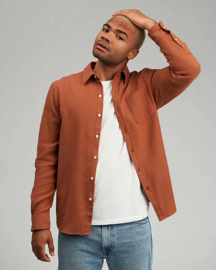 Men Shirts Colorful Standard Organic Flannel Shirt Ginger Brown