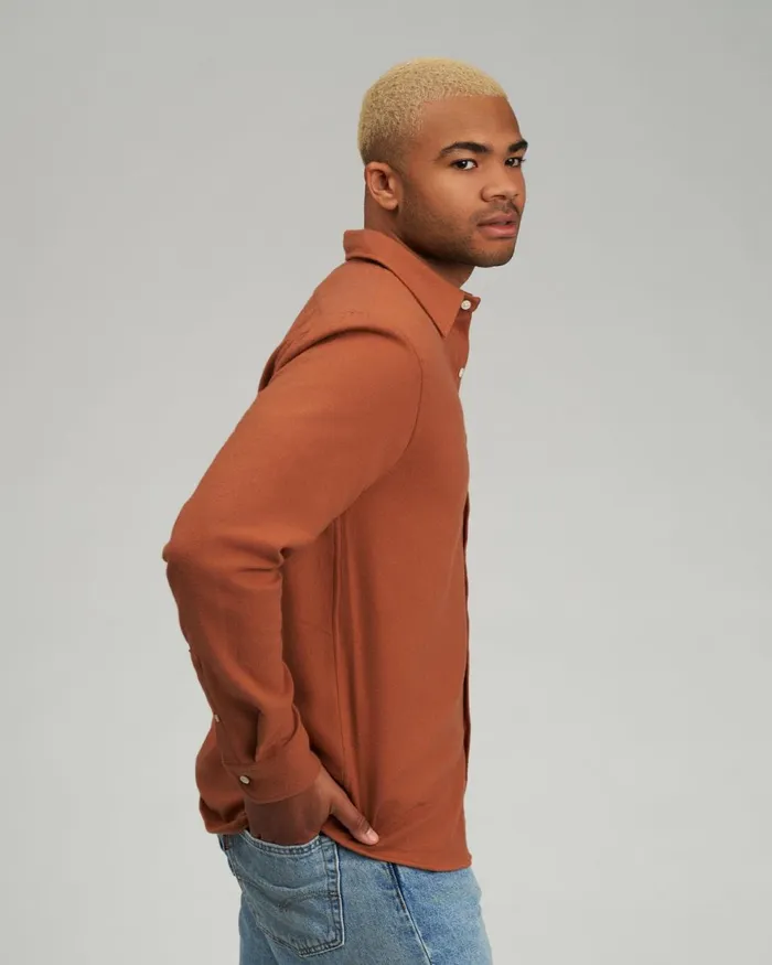 Men Shirts Colorful Standard Organic Flannel Shirt Ginger Brown