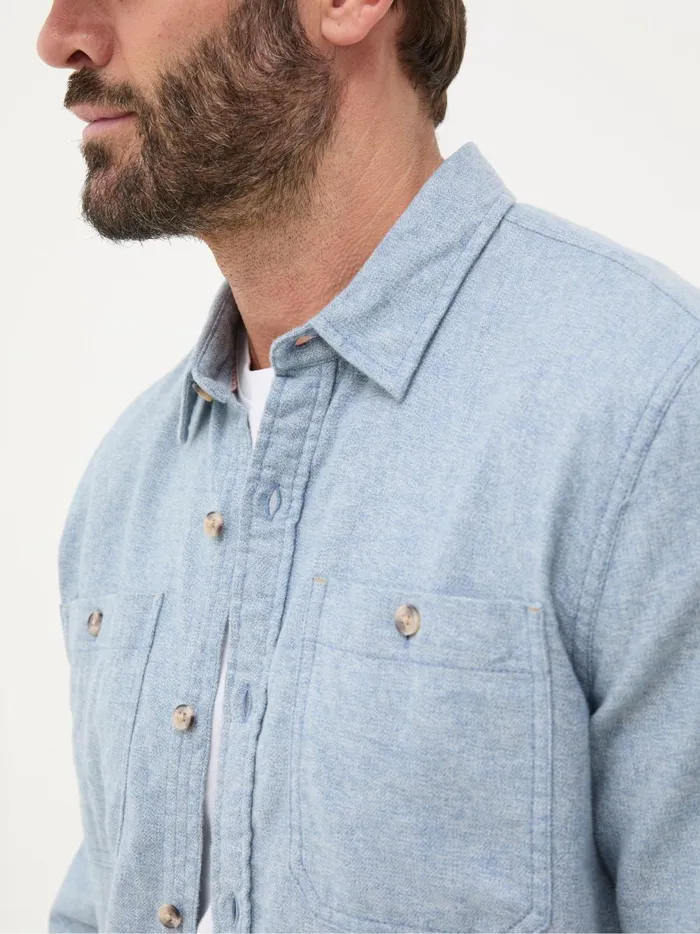 Men Shirts Fat Face Blue Long Sleeve Malton Shirt