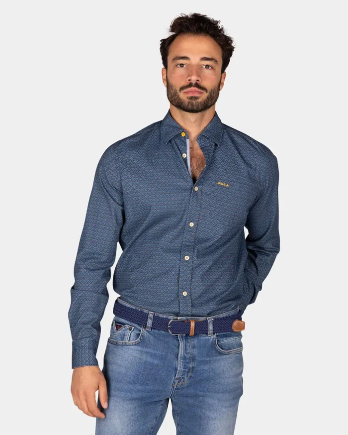 Men Shirts NZA New Zealand Auckland Blue Shirt With Dark Blue Pattern 8211 Tin Blue Men Shirts NZA New Zealand Auckland Blue Shirt With Dark Blue Pattern 8211 Tin Blue
