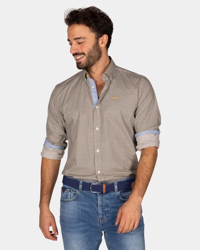 Men Shirts NZA New Zealand Auckland Brown Cotton Shirt With Pattern 8211 Dark Mocca Men Shirts NZA New Zealand Auckland Brown Cotton Shirt With Pattern 8211 Dark Mocca