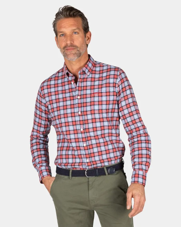 Men Shirts NZA New Zealand Auckland Red And Blue Checkered Shirt 8211 Midnight Navy Men Shirts NZA New Zealand Auckland Red And Blue Checkered Shirt 8211 Midnight Navy
