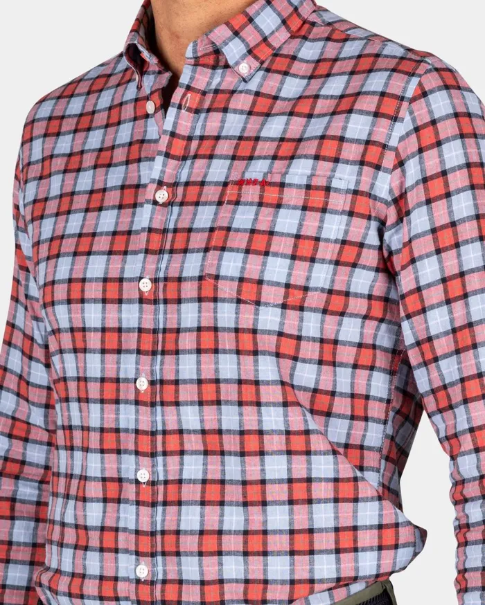 Men Shirts NZA New Zealand Auckland Red And Blue Checkered Shirt 8211 Midnight Navy