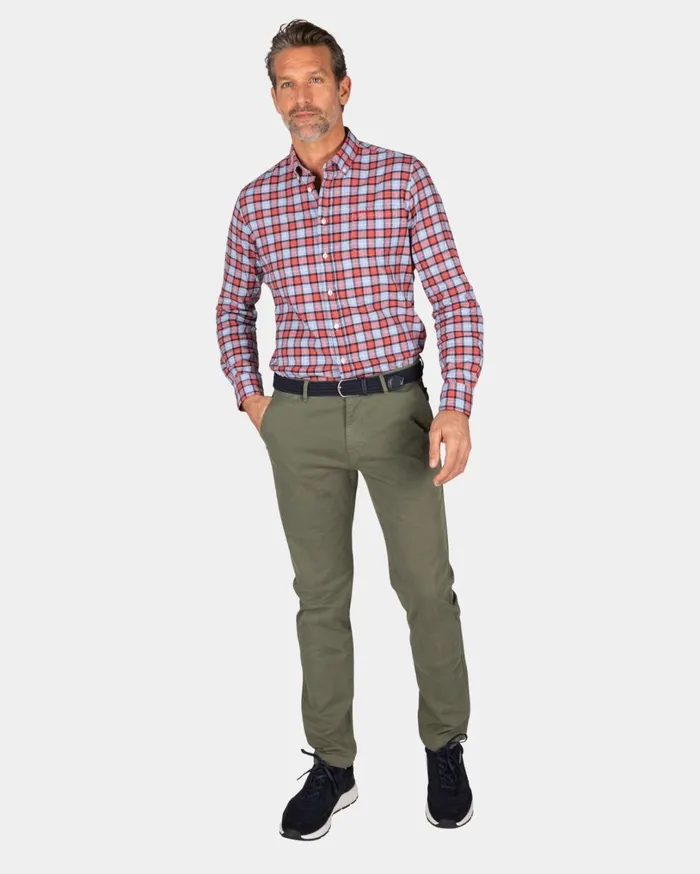 Men Shirts NZA New Zealand Auckland Red And Blue Checkered Shirt 8211 Midnight Navy