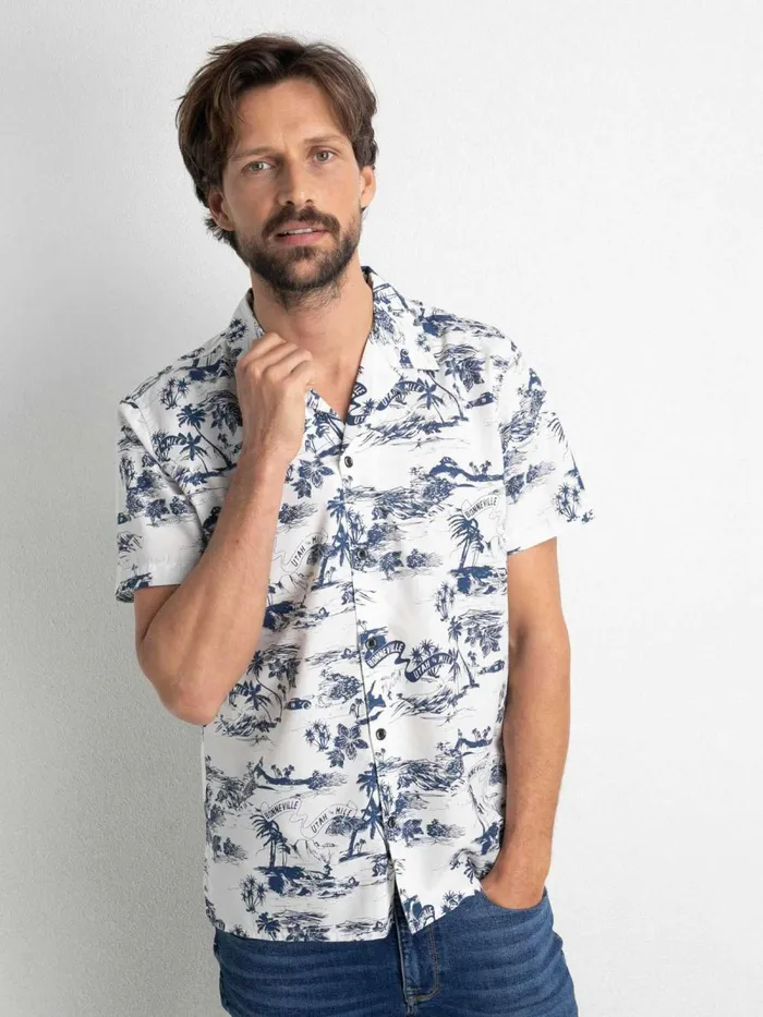Men Shirts Petrol Industries Bonneville ShortSleeved Shirt Sky White