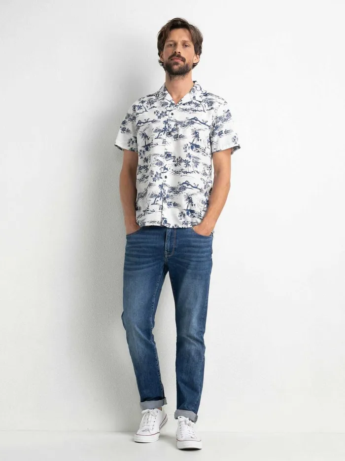Men Shirts Petrol Industries Bonneville ShortSleeved Shirt Sky White