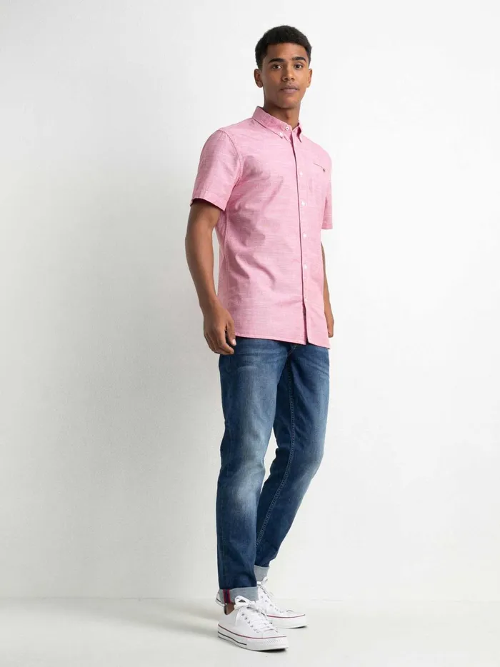 Men Shirts Petrol Industries Marl ShortSleeved Shirt Fire Red