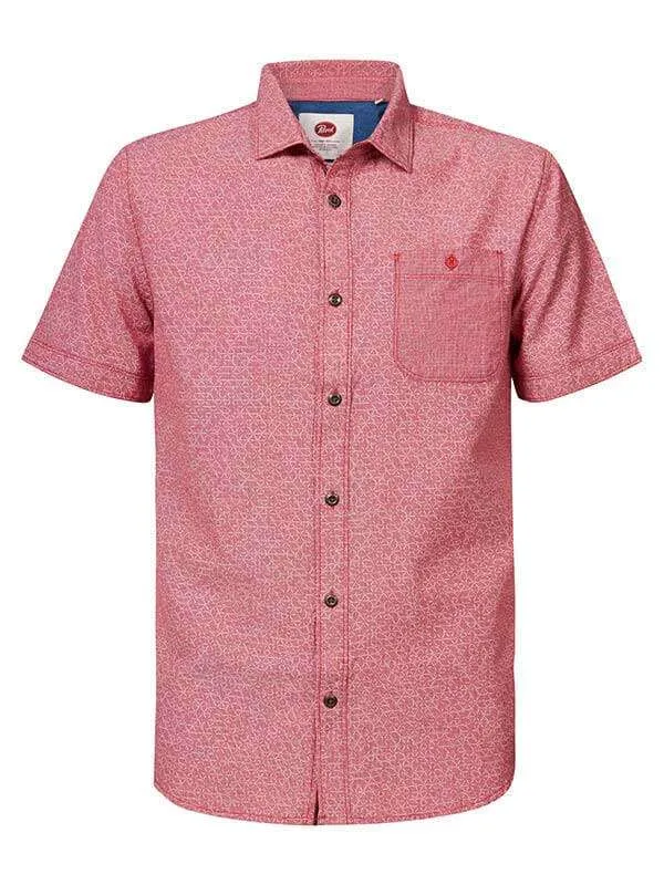 Men Shirts Petrol Industries MiniPrint ShortSleeved Shirt Light Burgundy
