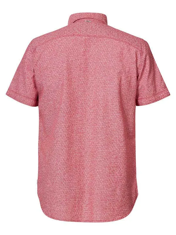 Men Shirts Petrol Industries MiniPrint ShortSleeved Shirt Light Burgundy