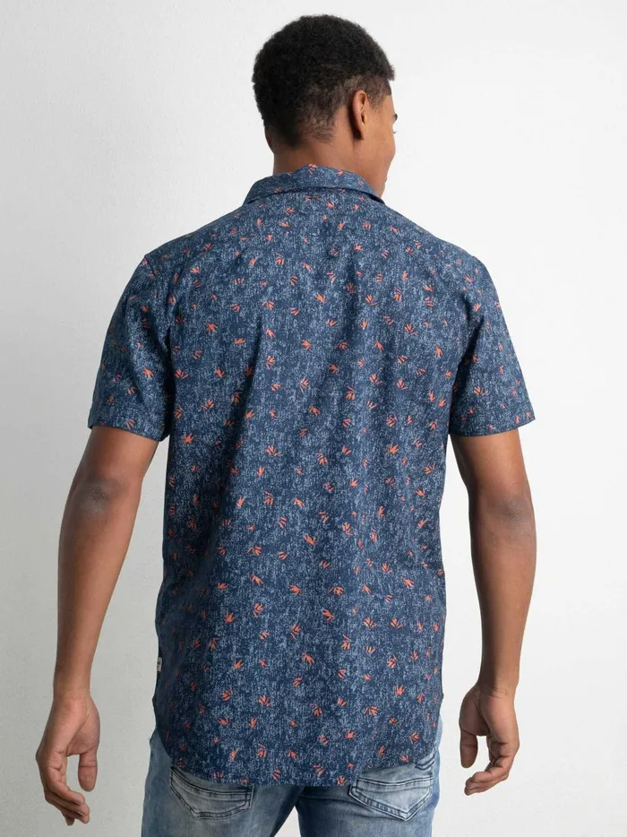 Men Shirts Petrol Industries ShortSleeved Shirt With AllOver Print Petrol Blue
