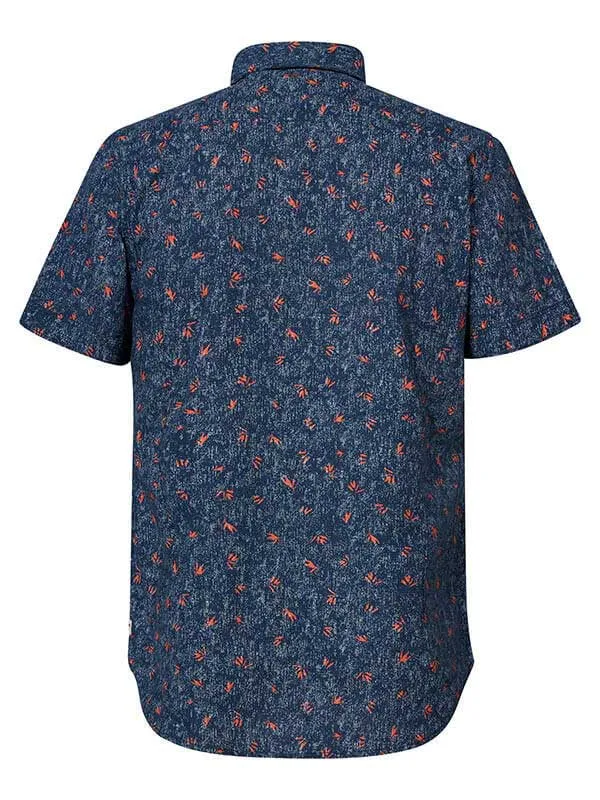 Men Shirts Petrol Industries ShortSleeved Shirt With AllOver Print Petrol Blue