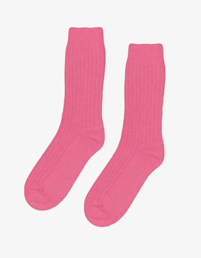 Men Socks and Colorful Standard Merino Wool Blend Sock Bubblegum Pink