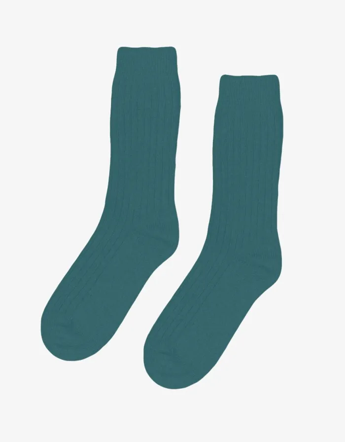 Men Socks and Colorful Standard Merino Wool Blend Sock Ocean Green