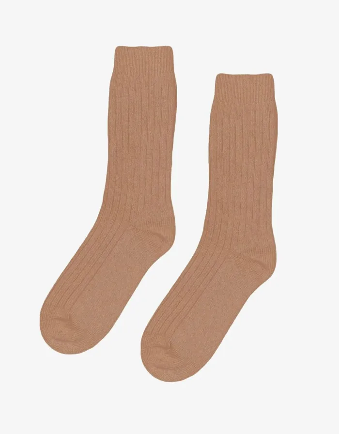 Men Socks and Colorful Standard Merino Wool Blend Sock Sahara Camel