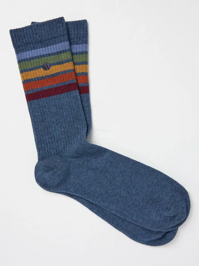Men Socks Fat Face Blue Multi Stripe Socks 1 Pack
