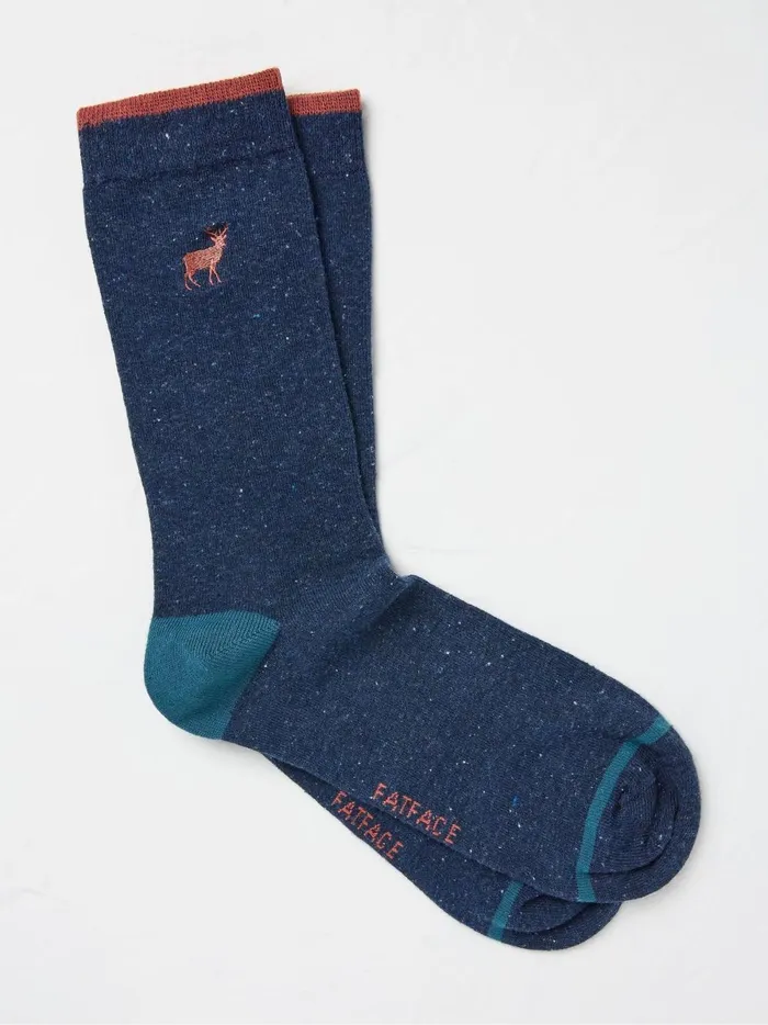 Men Socks Fat Face Blue Stag Socks 1 Pack