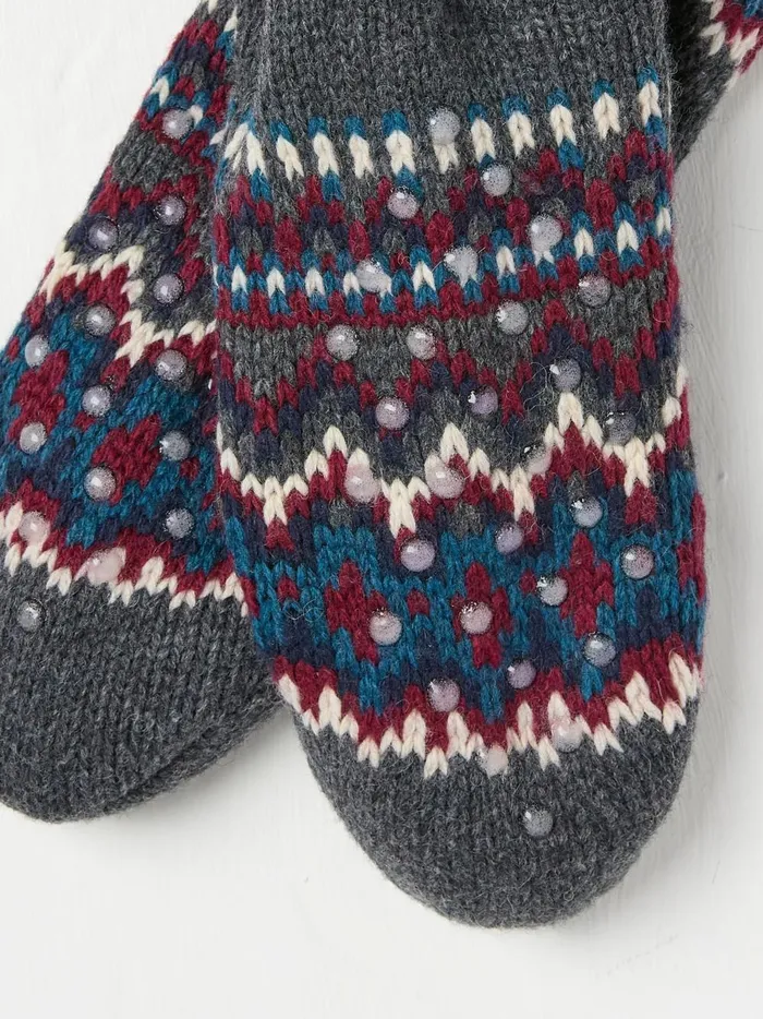 Men Socks Fat Face Grey Fair Isle Pattern Bedsocks