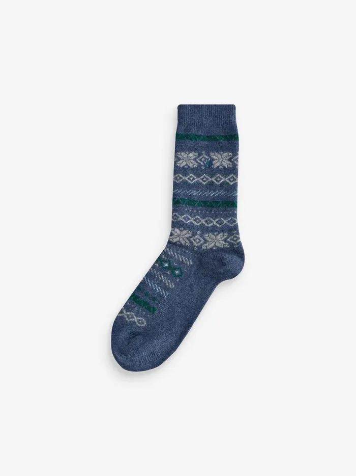 Men Socks Fat Face Navy Cashmere Blend Fairisle Socks 1 Pack