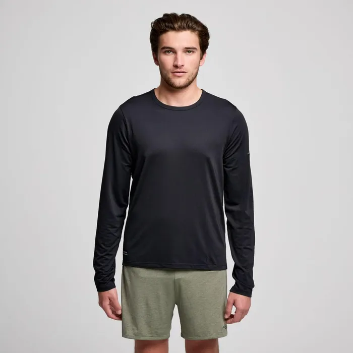 Men Stopwatch Long Sleeve Black Saucony Tops