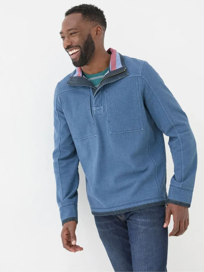 Men Sweatshirts and Hoodies Fat Face Airlie Blue Panel Sweatshirt