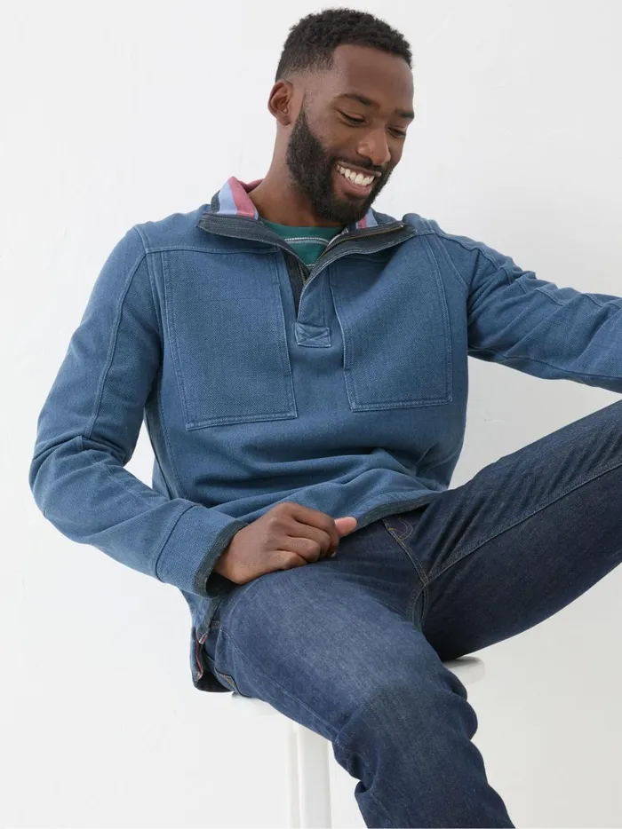 Men Sweatshirts and Hoodies Fat Face Airlie Blue Panel Sweatshirt