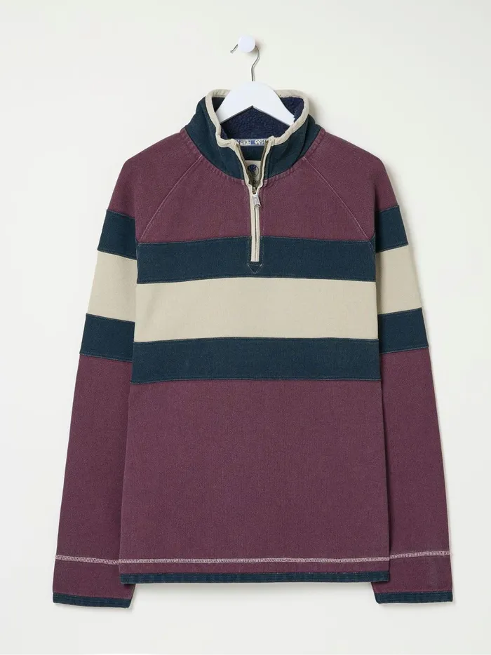 Men Sweatshirts and Hoodies Fat Face Airlie Dark Red Panel Sweatshirt