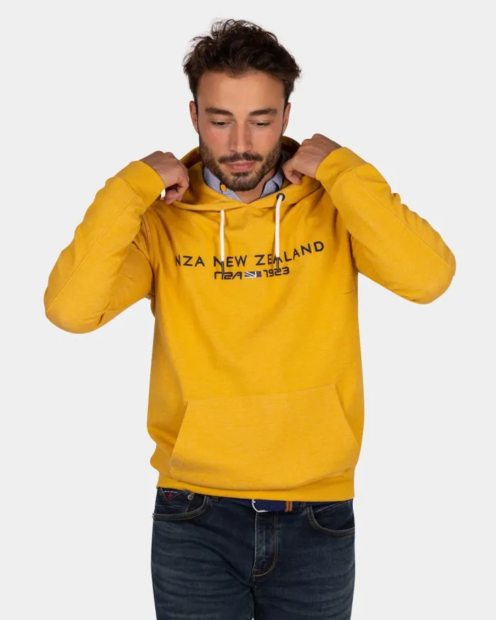 Men Sweatshirts NZA New Zealand Auckland Ochre Yellow Hoodie With Logo 8211 Warm Ocre Men Sweatshirts NZA New Zealand Auckland Ochre Yellow Hoodie With Logo 8211 Warm Ocre