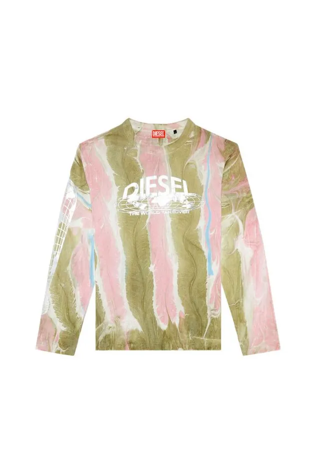 Men TCraneLsL4 Pinkgreen Diesel Tshirts