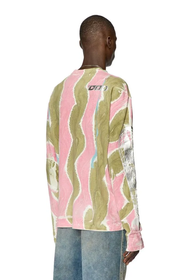 Men TCraneLsL4 Pinkgreen Diesel Tshirts
