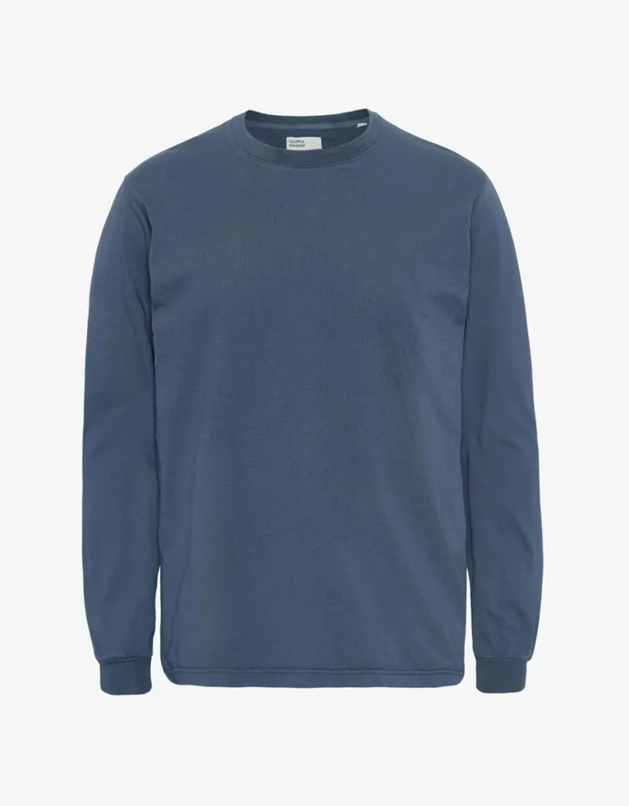 Men TShirts Colorful Standard Oversized Organic LS TShirt Petrol Blue