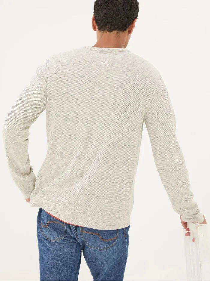 Men TShirts Fat Face Arundel Ecru White Textured Henley TShirt