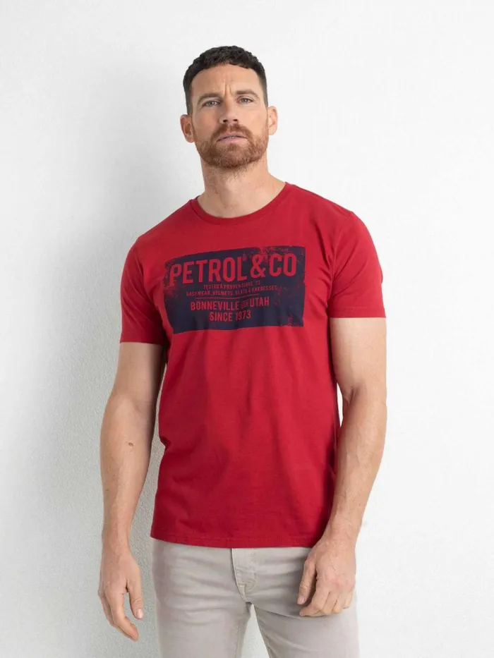 Men TShirts Petrol Industries Artwork TShirt Fire Red