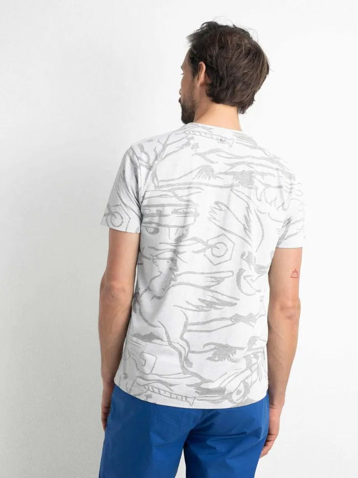 Men TShirts Petrol Industries TShirt With AllOver Print Light Grey Melee
