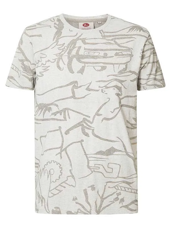 Men TShirts Petrol Industries TShirt With AllOver Print Light Grey Melee